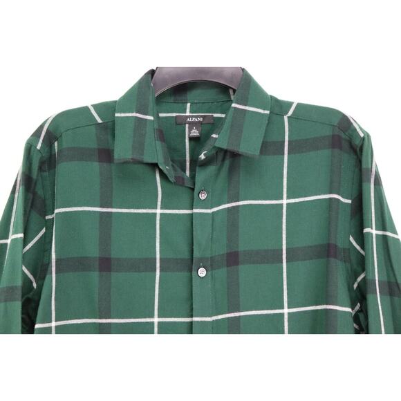 Alfani Mens Shirt Green Size Small Parsons Plaid Print Button Up MSRP $65 - Picture 2 of 8
